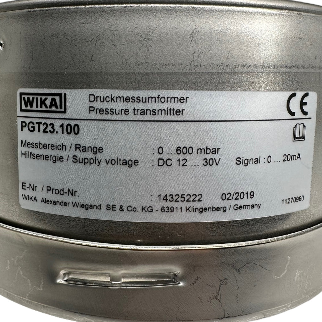 WIKA PGT23.100 Manometer mit Ausgangssignal G1/2 unten 0-600mbar