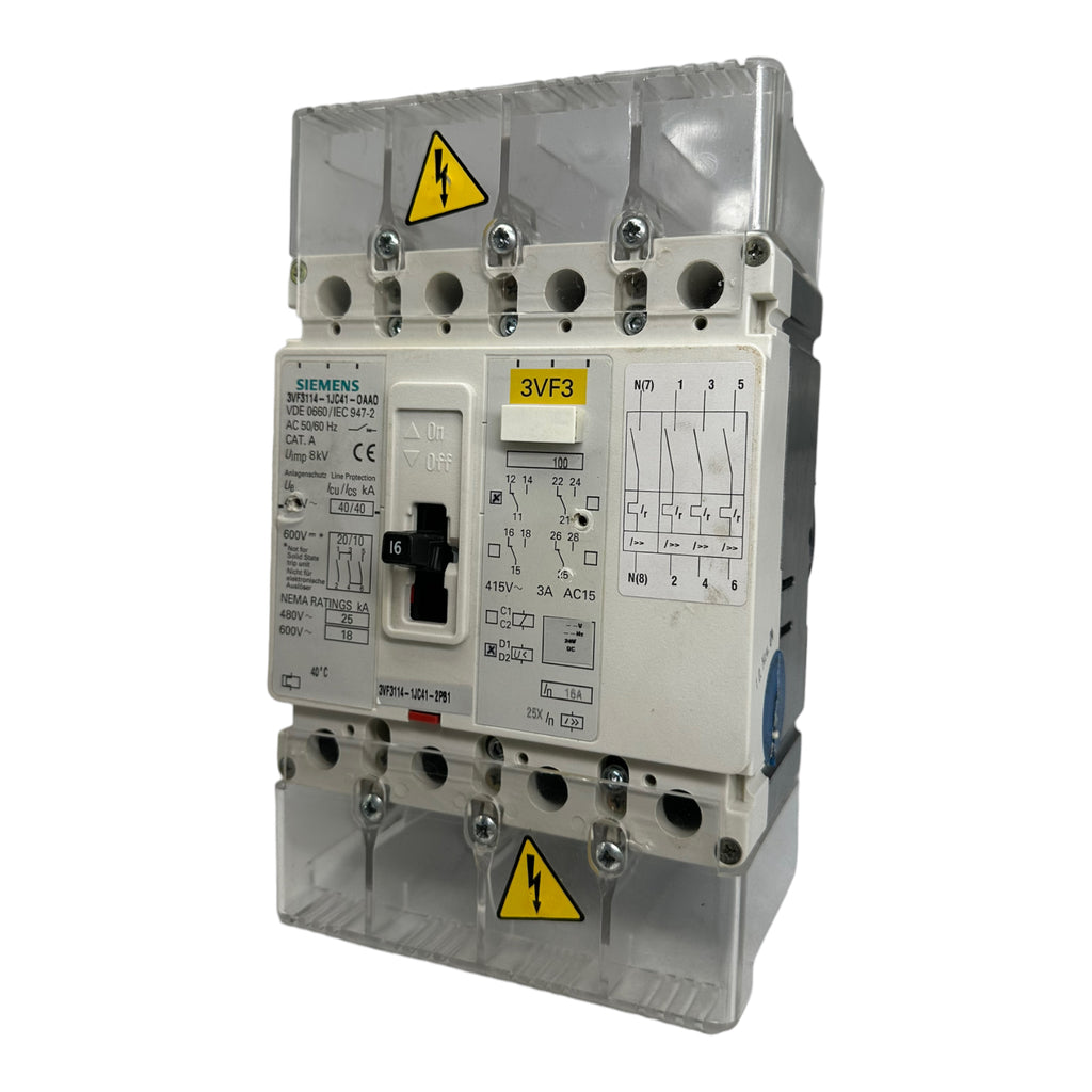 SIEMENS 3VF3114-1JC41-0AA0 Leistungsschalter, Alarmschalter 4polig, 16A, 415V