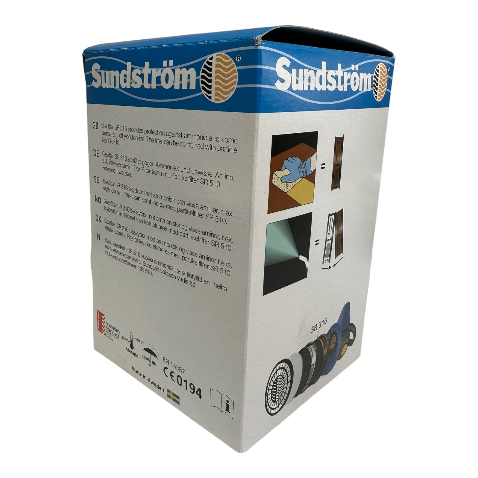 5x Sundström SR316 Gasfilter K1 Klasse 1, Filter Kartusche gegen Ammoniak