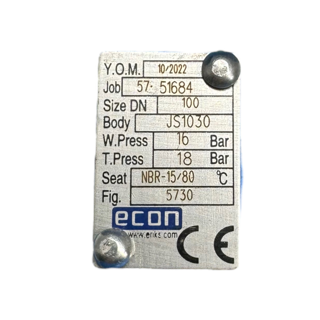 ECON Typ: 5730 Absperrklappe Freies Wellenende Wafer DN100 / 16/18bar / JS1030
