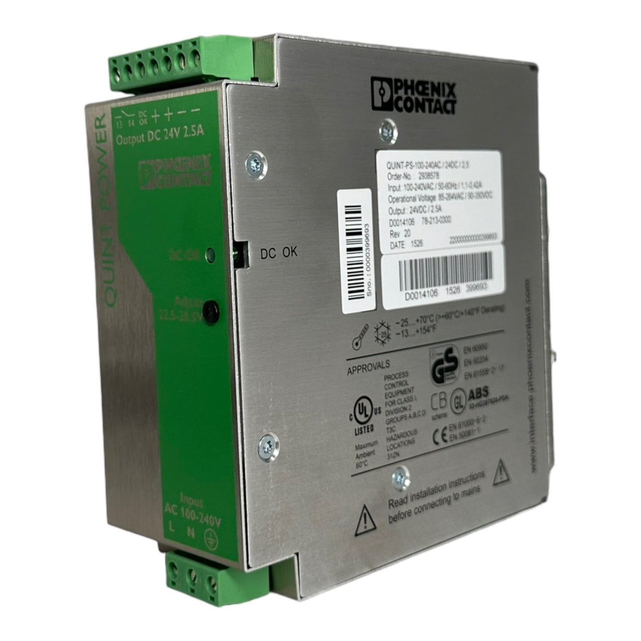 Phoenix Contact QUINT-PS-100-240AC/24DC/2,5 Netzteil Stromversorgung / 2938578