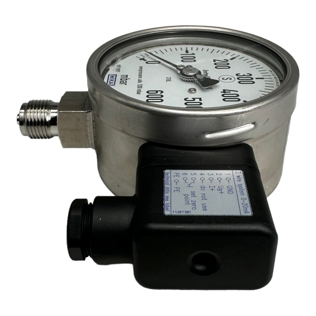 WIKA PGT23.100 Manometer mit Ausgangssignal G1/2 unten 0-600mbar