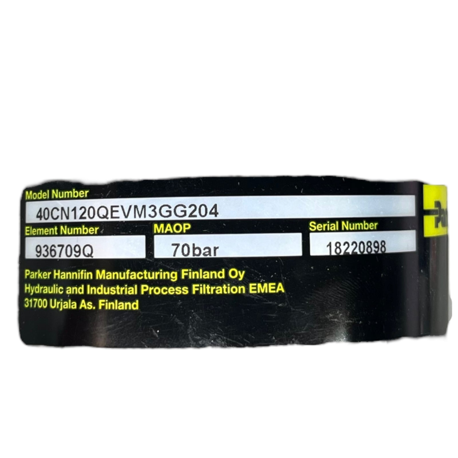 Parker 40CN120QEVM3GG204 Hydraulic Filter 70bar
