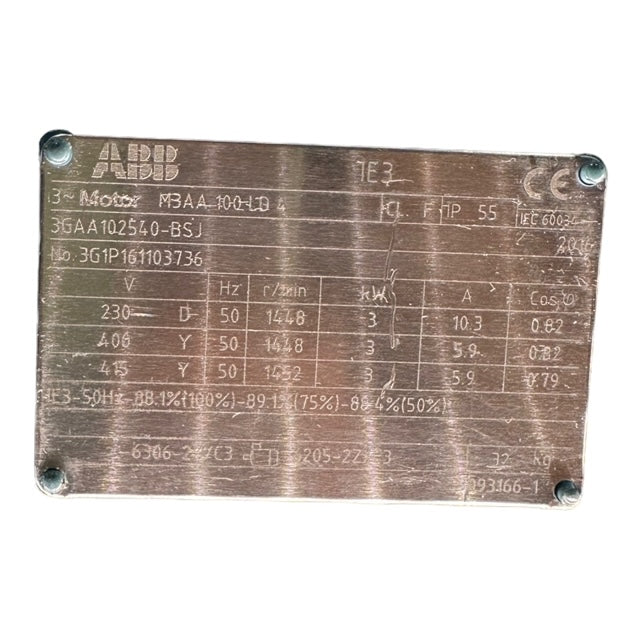 ABB M3AA100LD4 Elektromotor 3kW 230/400V 10,3A 1500rpm 3-Phasen