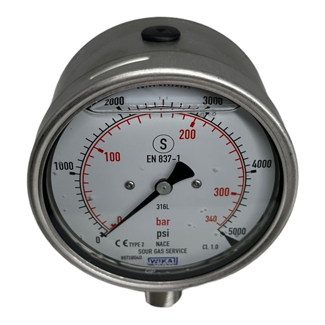 WIKA 233.30.100 Glycerin Manometer 5000psi / 340bar 2.tlg. bar 1/2NPT unten