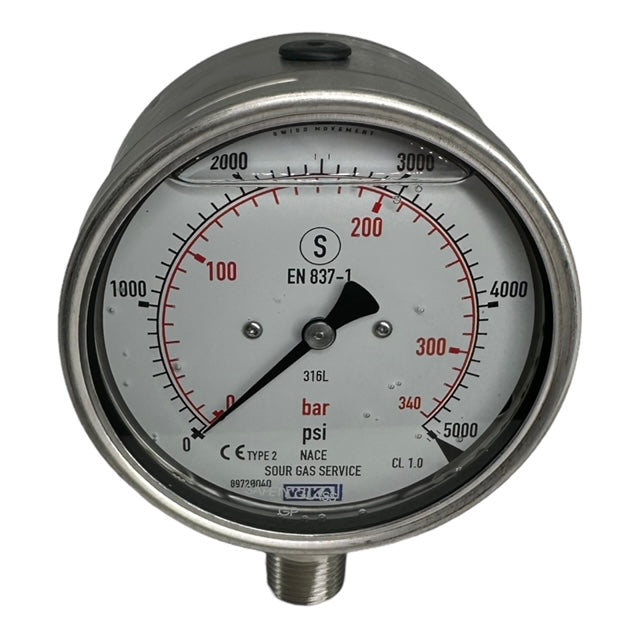 WIKA 233.30.100 Glycerin Manometer 5000psi / 340bar 2.tlg. bar 1/2NPT unten