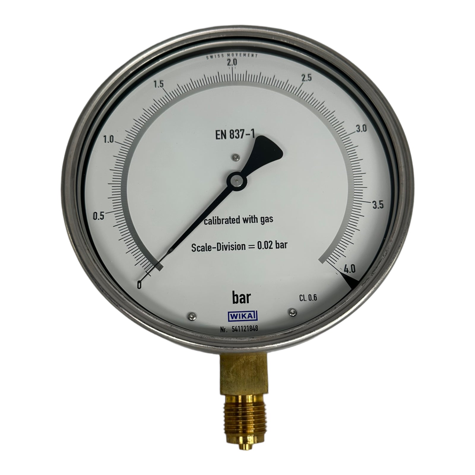 WIKA 312.20.160 Manometer Feinmessmanometer 4bar G1/2B unten 160mm