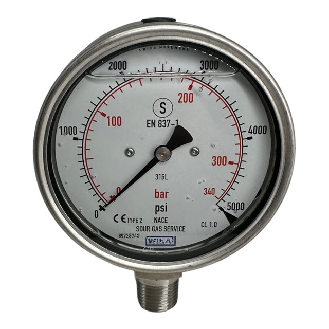 WIKA 233.30.100 Glycerin Manometer 5000psi / 340bar 2.tlg. bar 1/2NPT unten