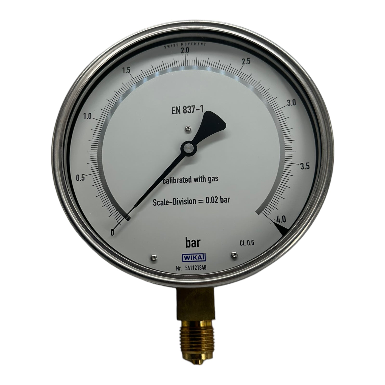 WIKA 312.20.160 Manometer Feinmessmanometer 4bar G1/2B unten 160mm