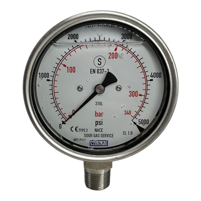 WIKA 233.30.100 Glycerin Manometer 5000psi / 340bar 2.tlg. bar 1/2NPT unten
