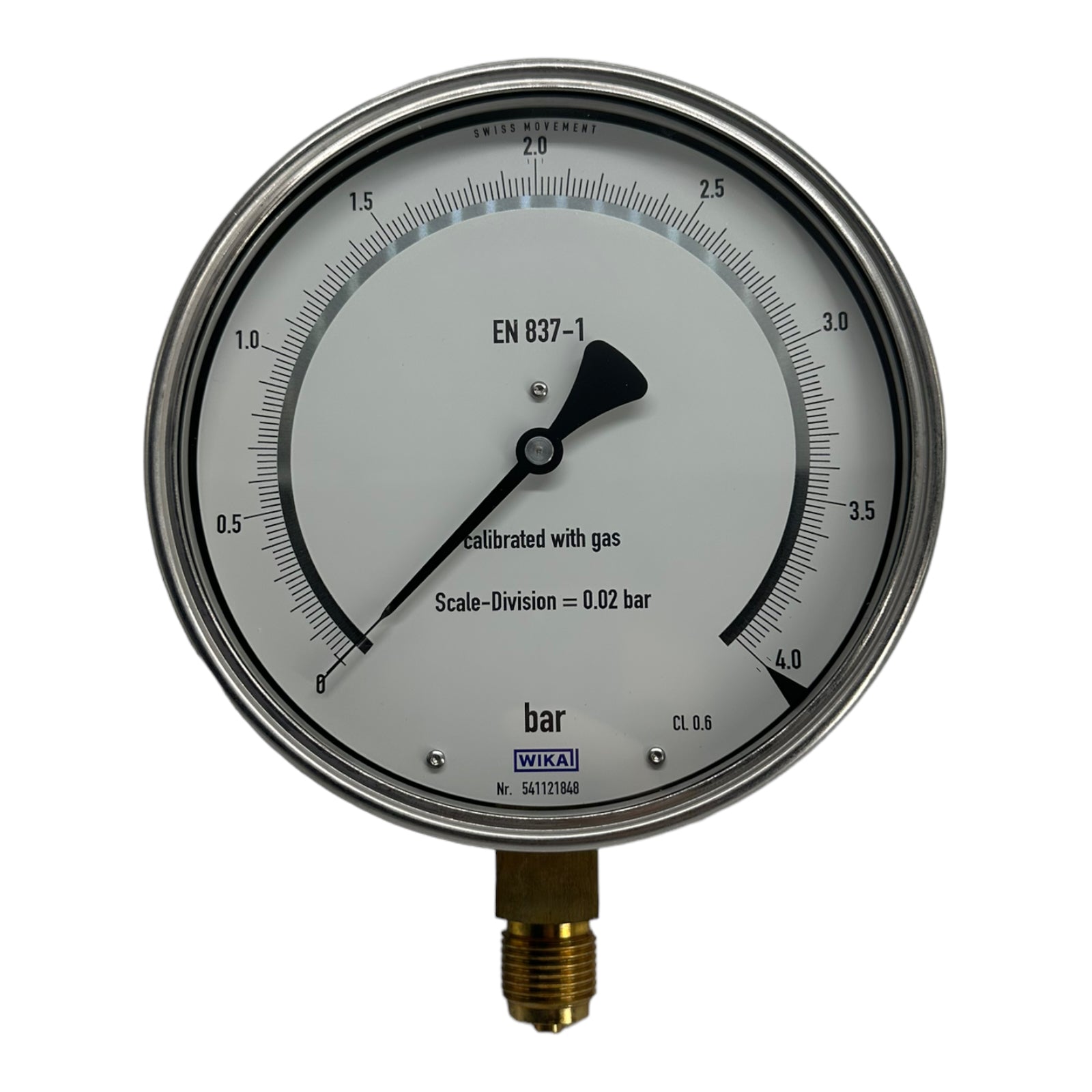 WIKA 312.20.160 Manometer Feinmessmanometer 4bar G1/2B unten 160mm