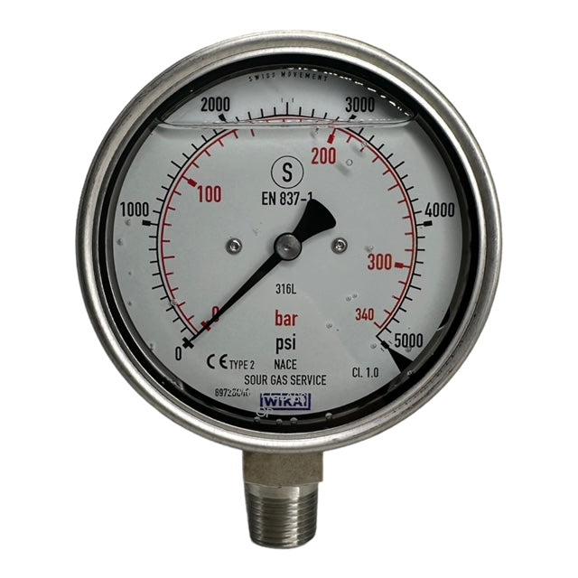 WIKA 233.30.100 Glycerin Manometer 5000psi / 340bar 2.tlg. bar 1/2NPT unten
