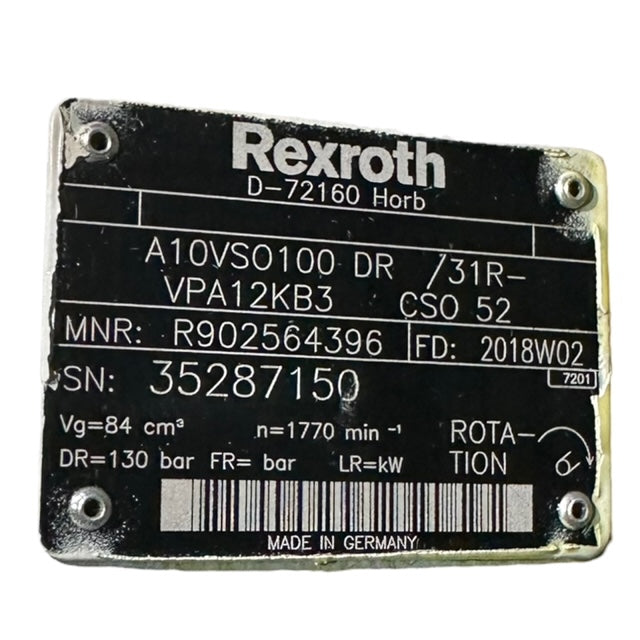 Rexroth Axialkolbenpumpe Hydraulikpumpe A10VSO100 DR/31R-VPA12KB3