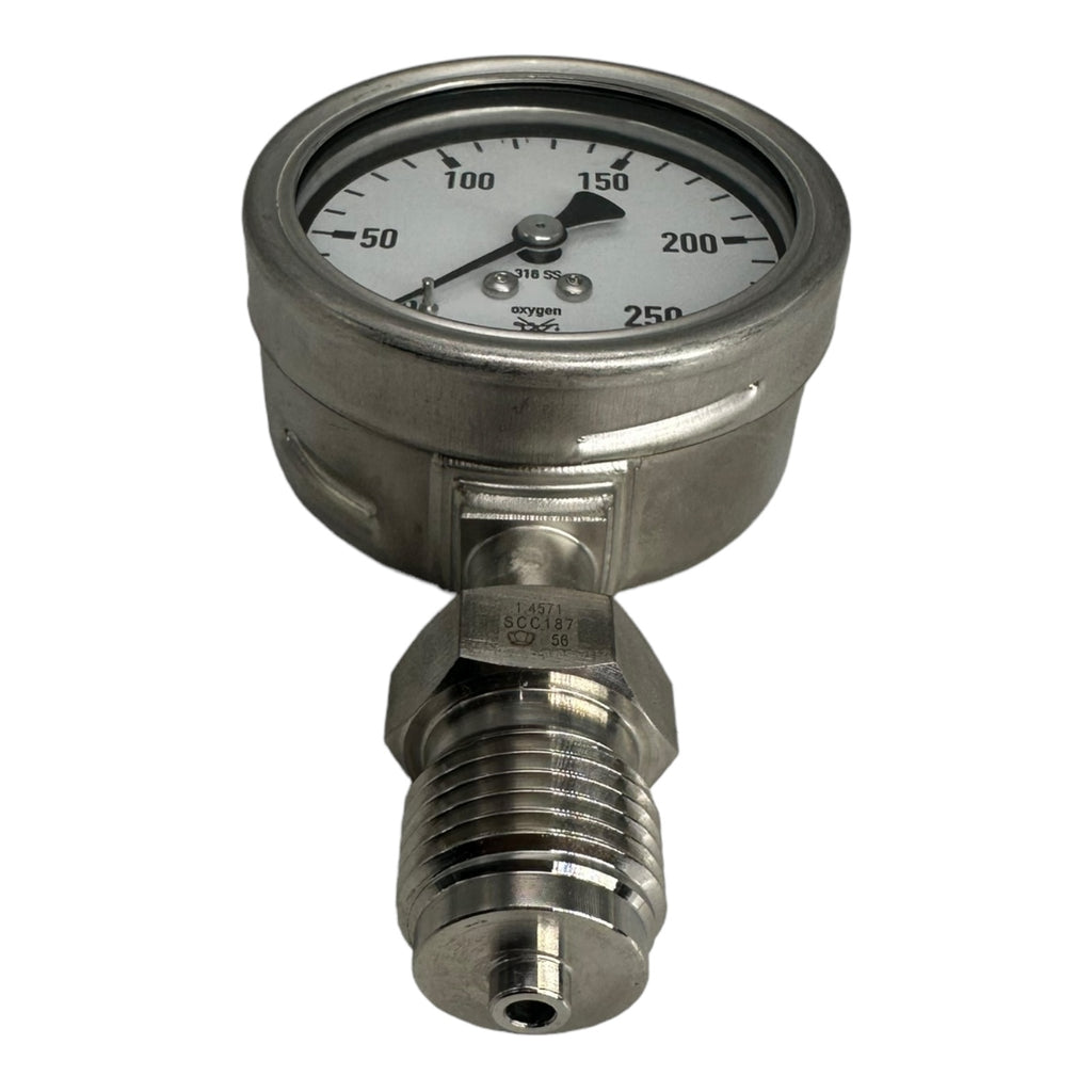 WIKA Manometer Oxygen Hochdruckmanometer mit 1/4" Anschluss unten 250bar / 63mm