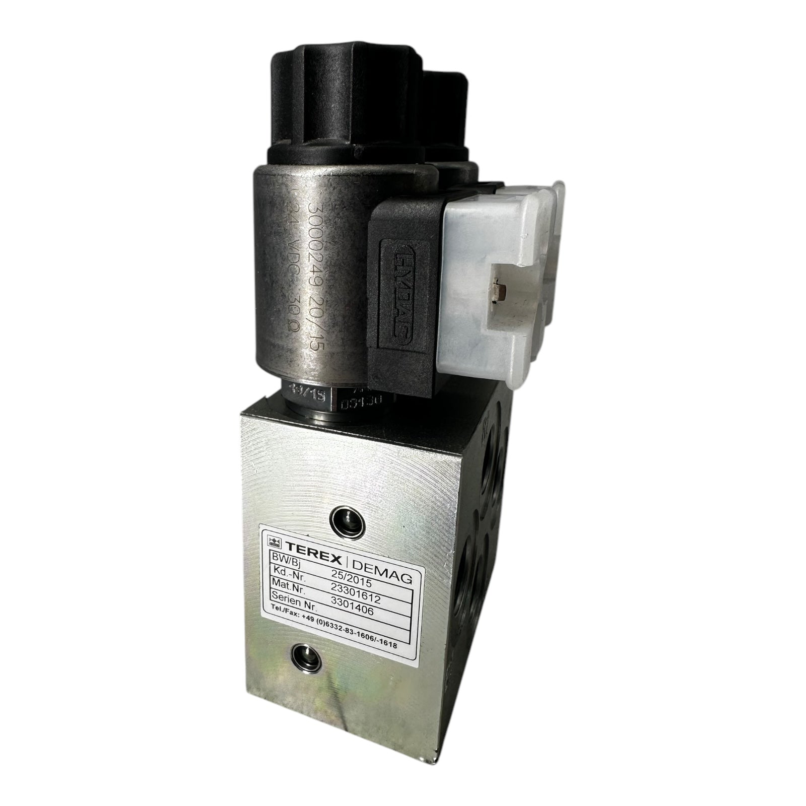 Terex Demag 23301612 Ventilinsel Wegeventil Hydac 3000249 Hydraulikventil 24VDC