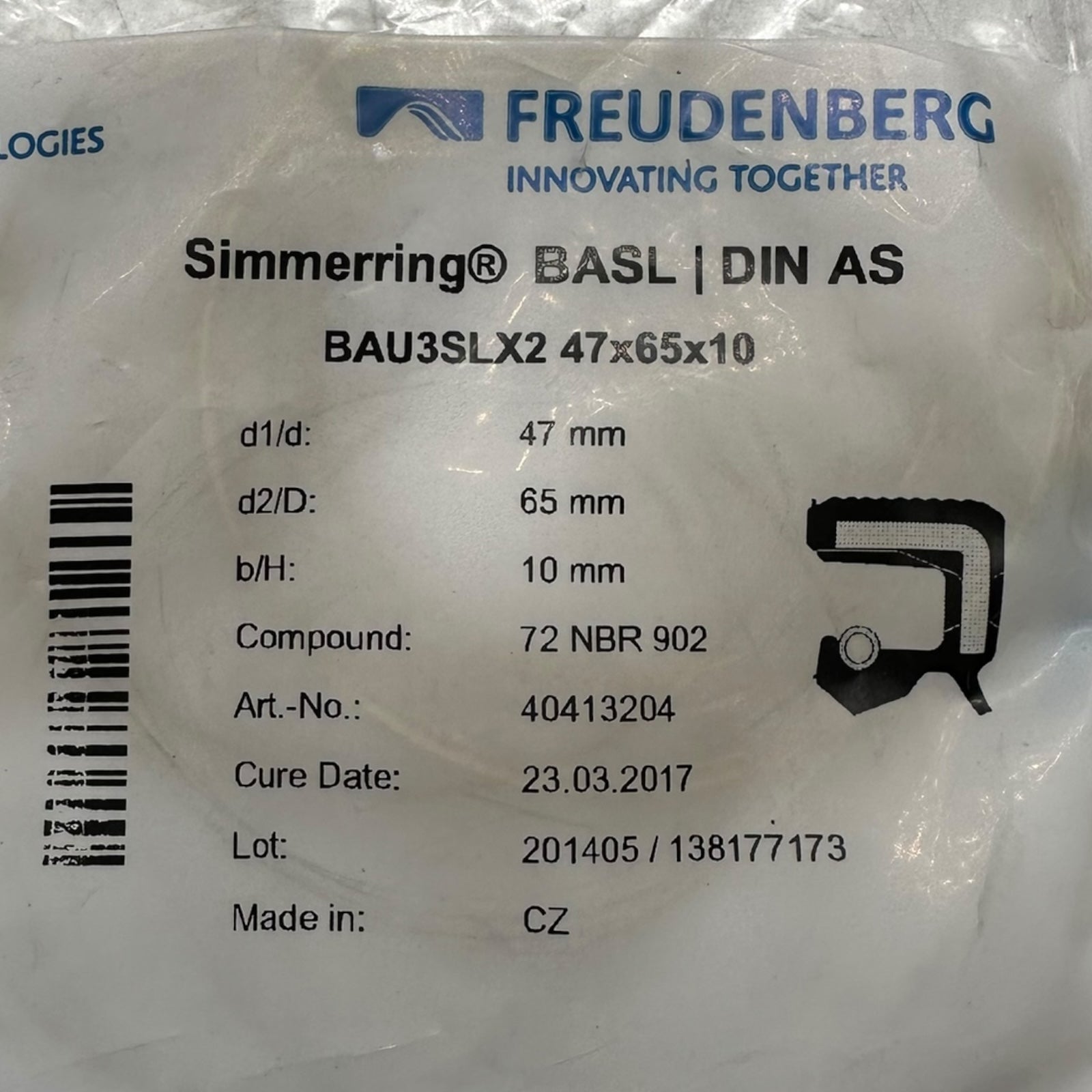 5x Freudenberg BAU3SLX2 47x65x10 Simmering BASL DIN AS