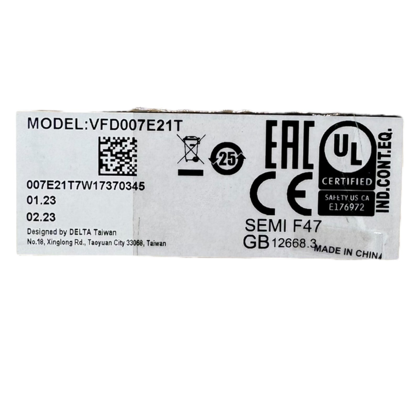 Delta VFD007E21T Inverter E-Serie Einphasig 0,75kW 4.2A 1HP