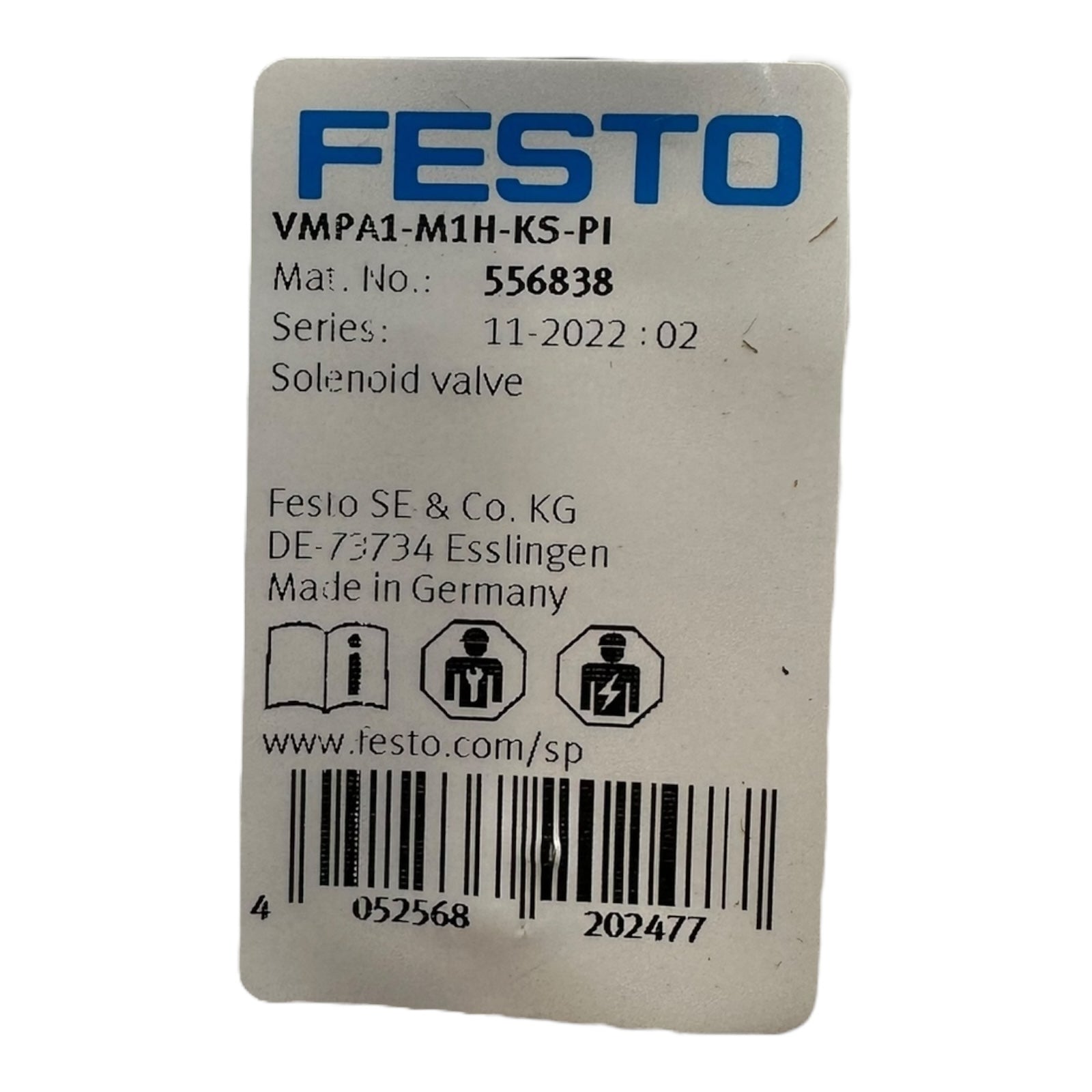 Festo 556838 VMPA1-M1H-KS-PI Magnetventil 15VDC 1W