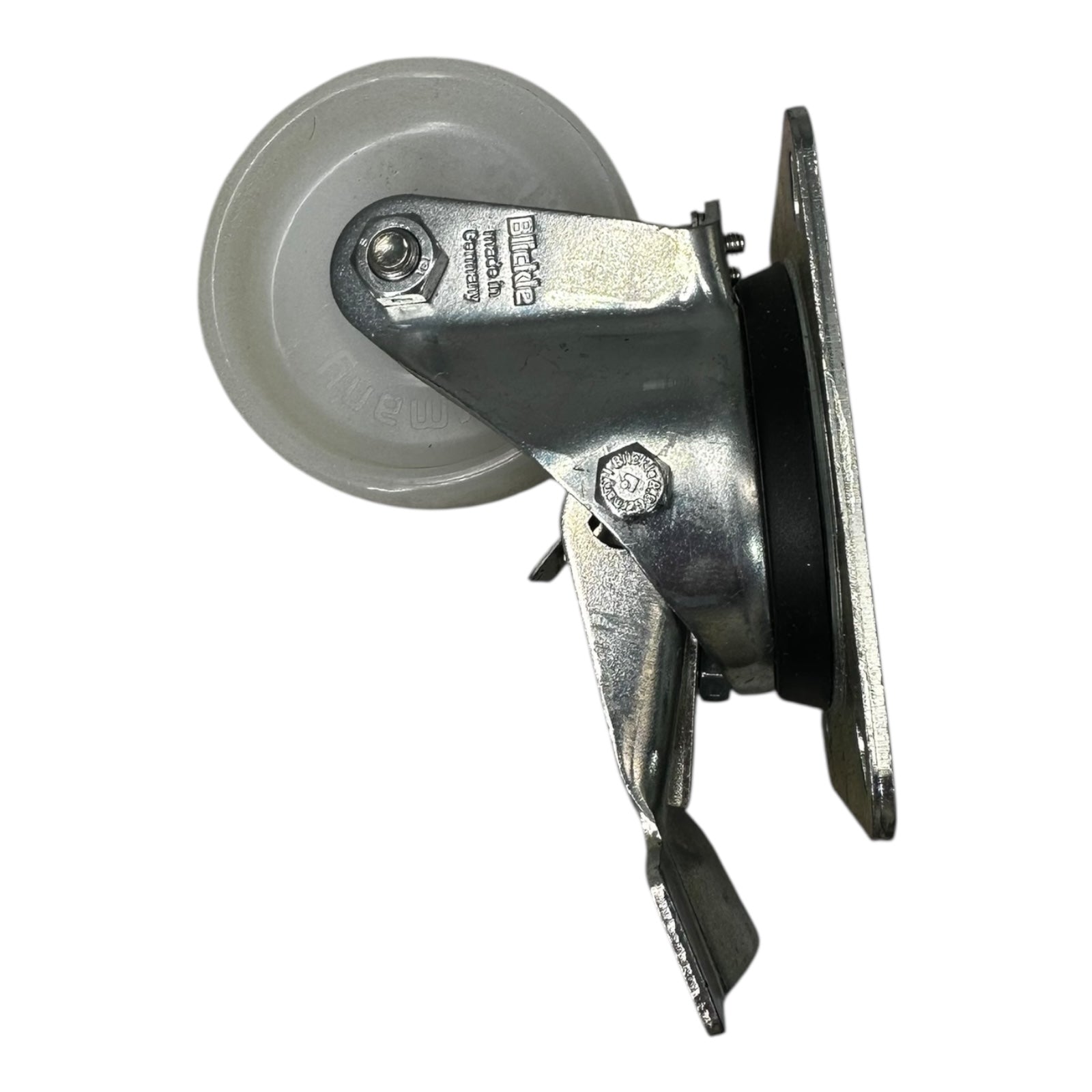 4x Lenkrolle 75mm Polyamid Schwerlast weisse Rolle mit Feststeller