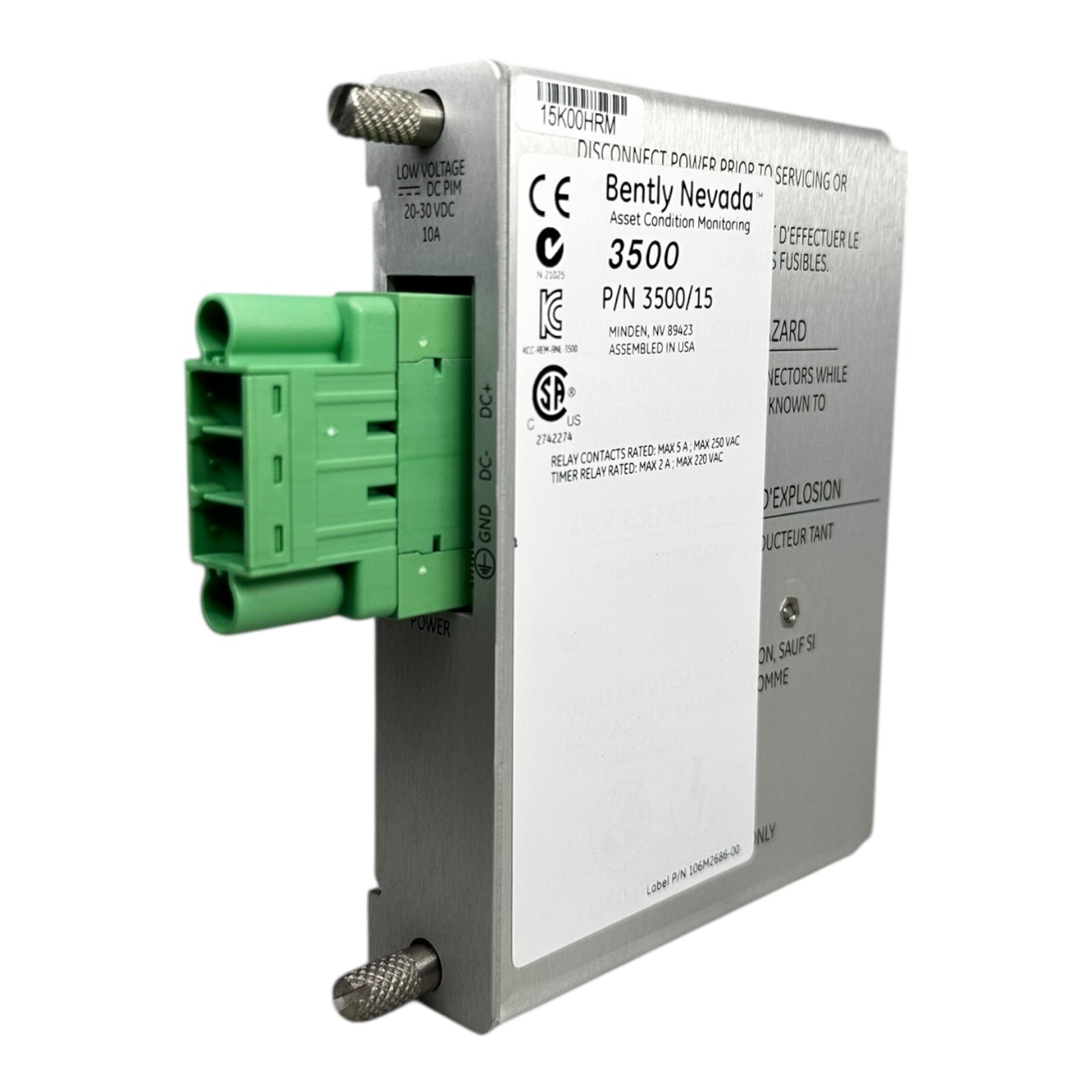 Bently Nevada 3500/15 133300-01 Low Voltage DC Power Input Module