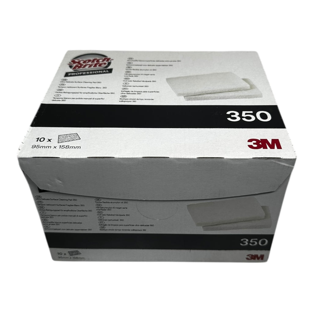 10x 3M 350 Scotch-Brite Reinigungspad Weiß 95x158mm empfindliche Flächen Handpad