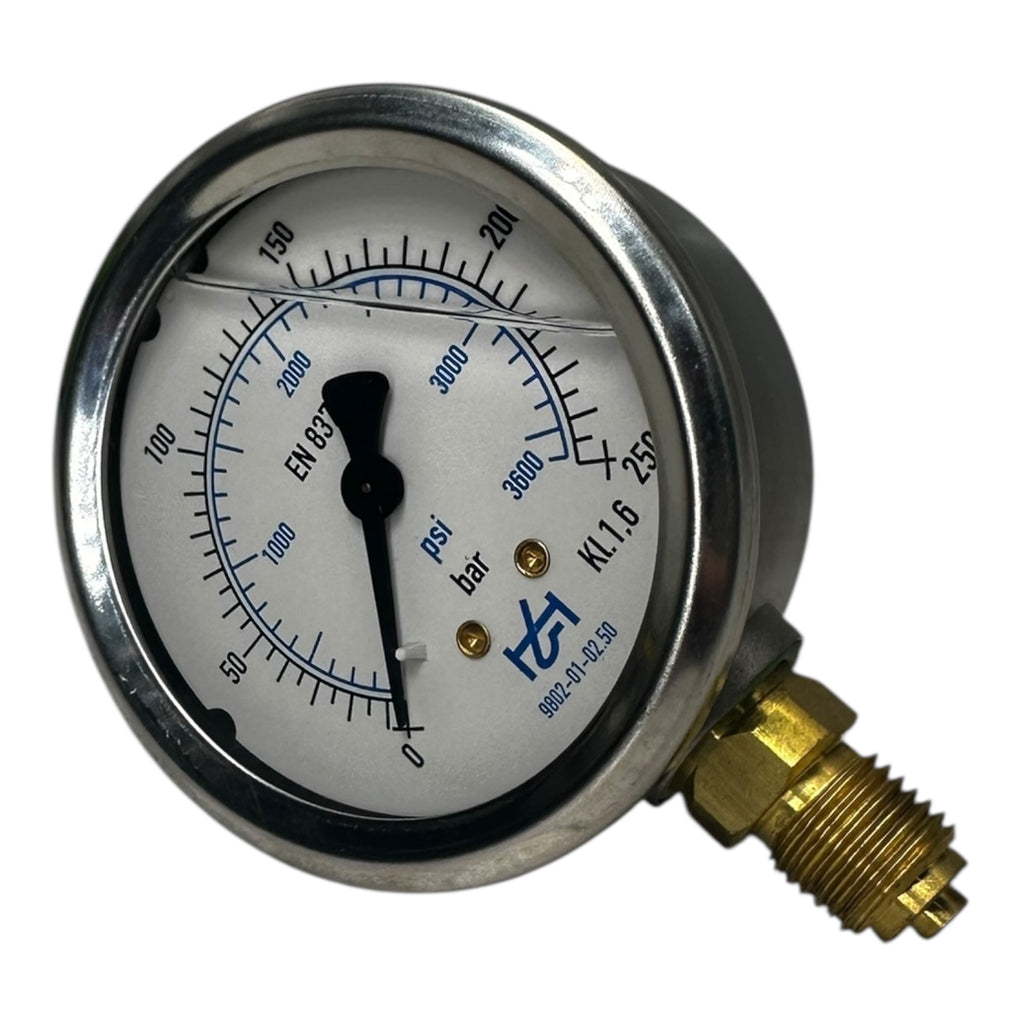 Hydrotechnik 9802-01-02.50 Manometer 0–250 bar 3600 psi G1/4” EN837 KL1.6