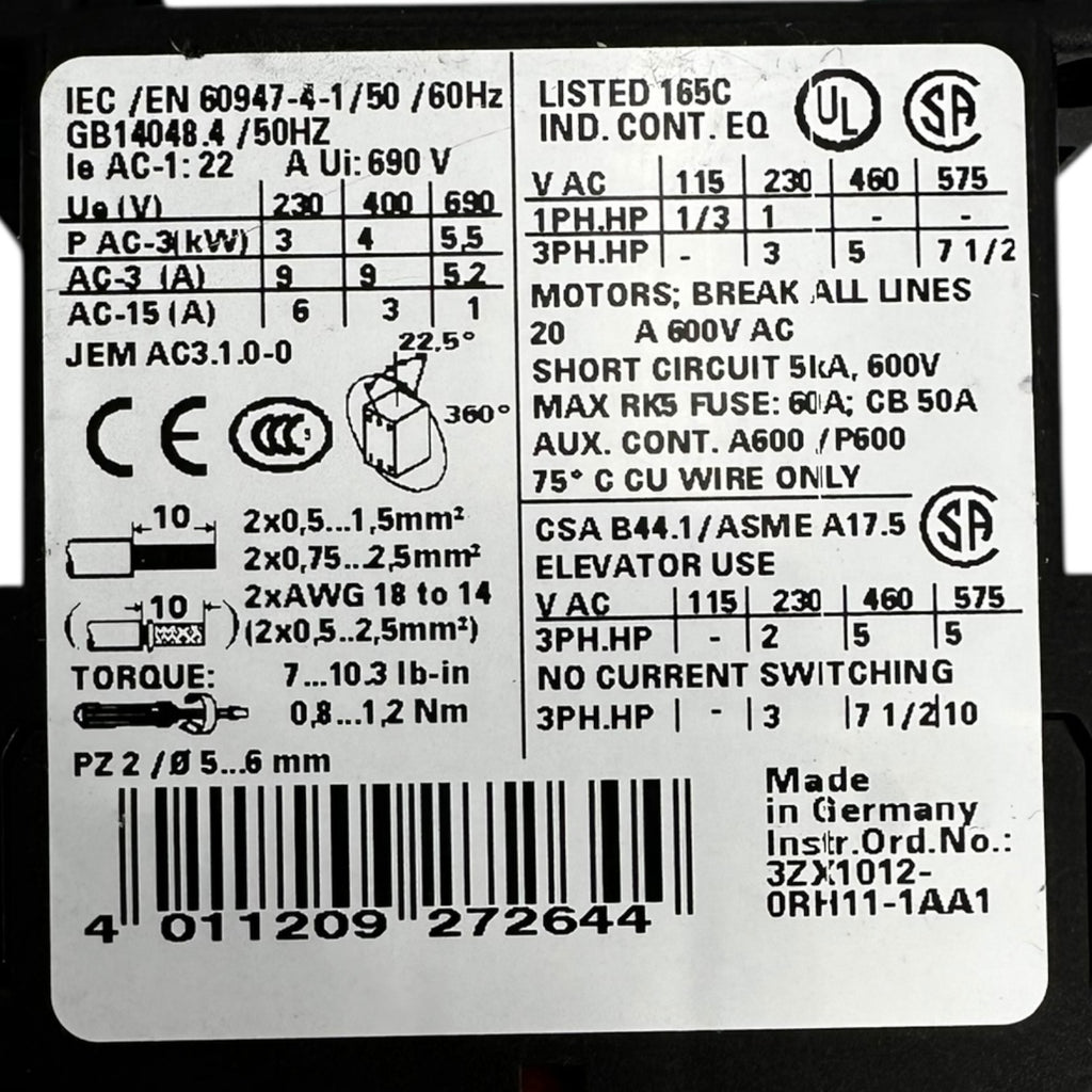 Siemens 3RT1016-1AB01 Schütz 24V 6A Leistungsschütz SIRIUS 2 Stück