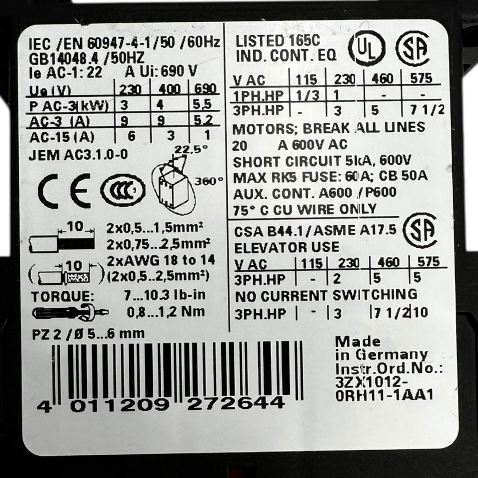 Siemens 3RT1016-1AB01 Schütz 24V 6A Leistungsschütz SIRIUS 2 Stück