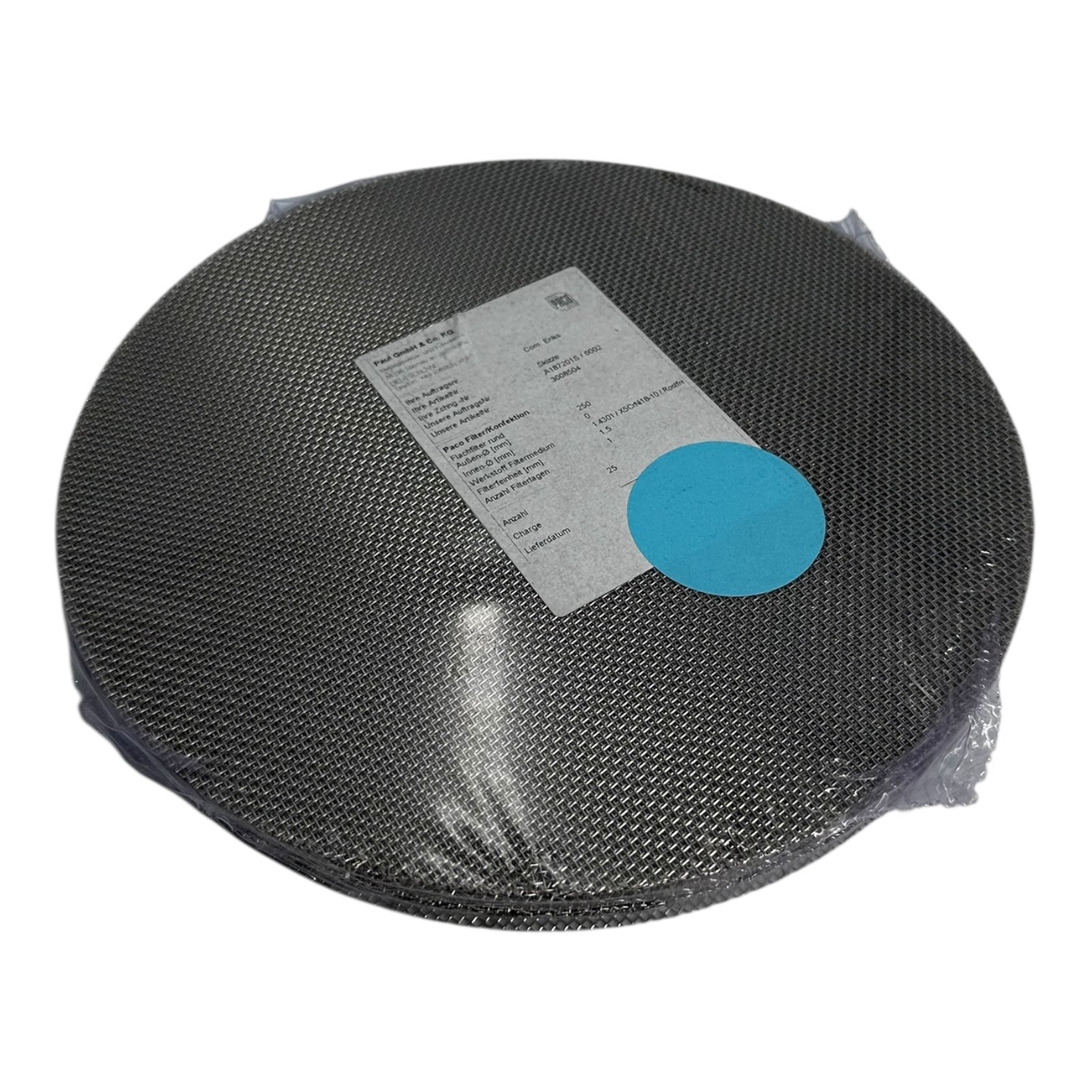 25x Paco 3008504 Flachfilter rund 250mm 1,5mm Edelstahl V2A