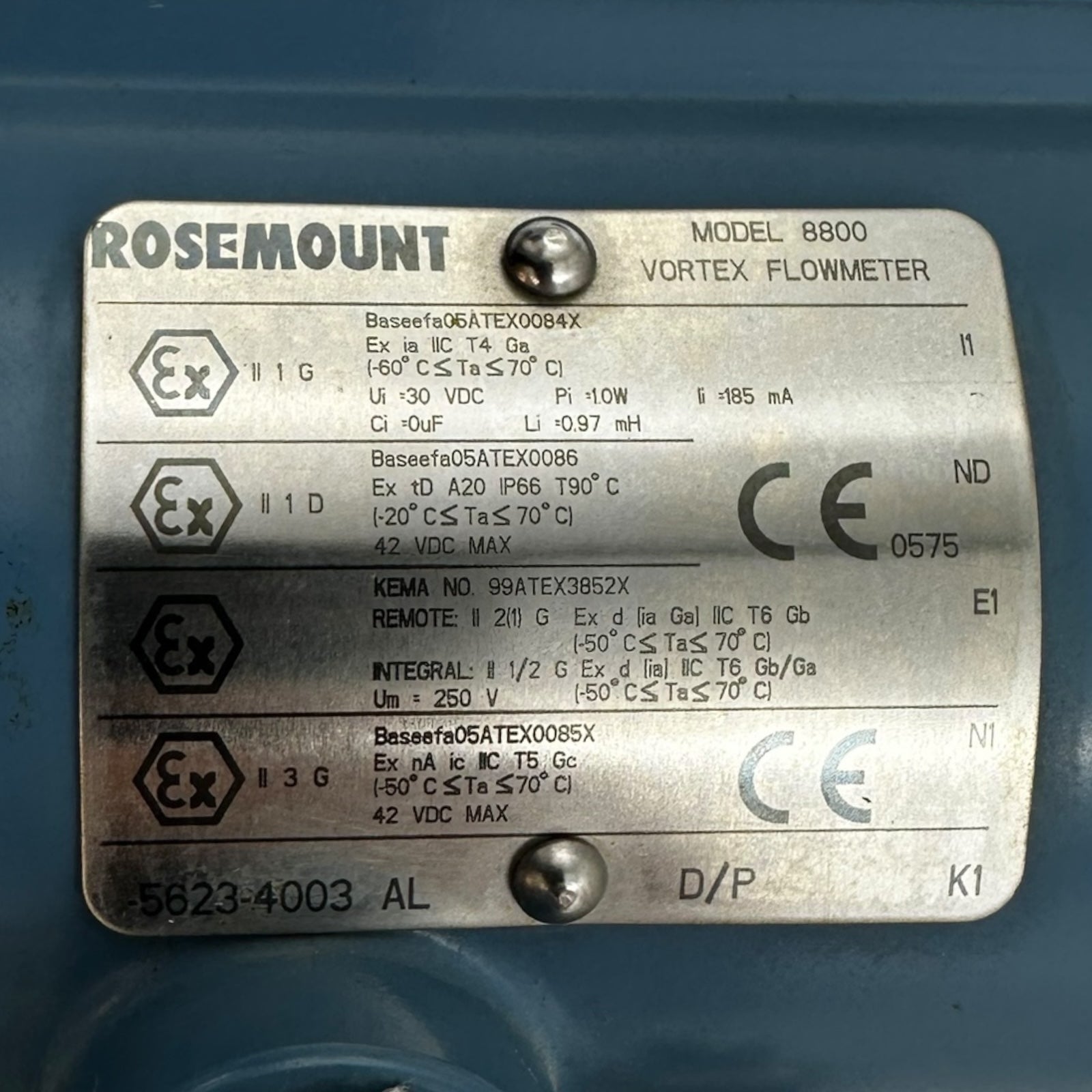 Rosemount 8800DF010SA1N1D1E1Q8PDYG Vortex Durchflussmesser Flansch