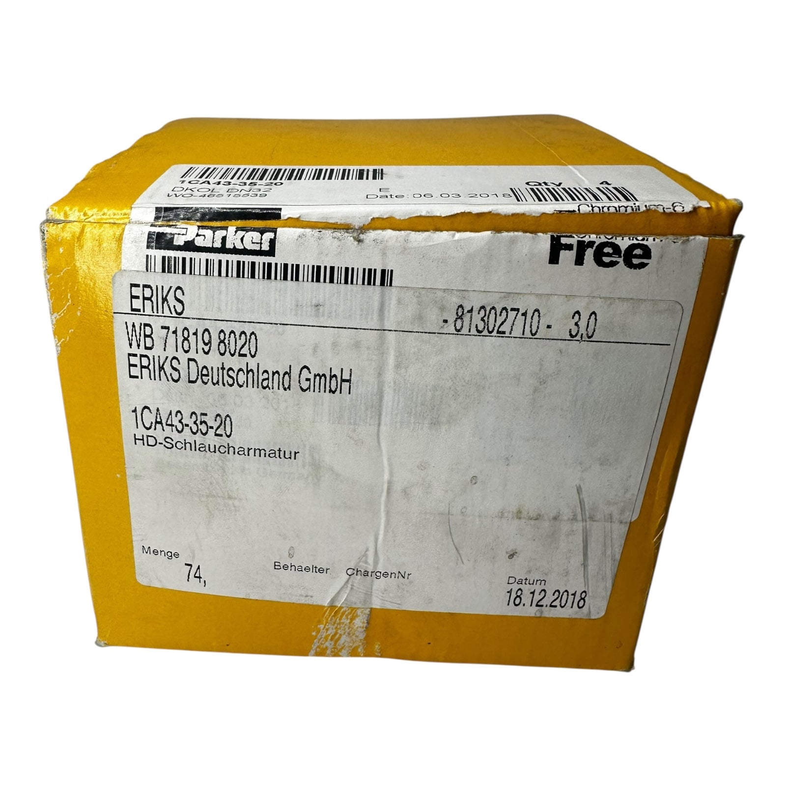 4x Parker 1CA43-35-20 HD-Schlaucharmatur DKOL DN32 Hydraulikanschluss