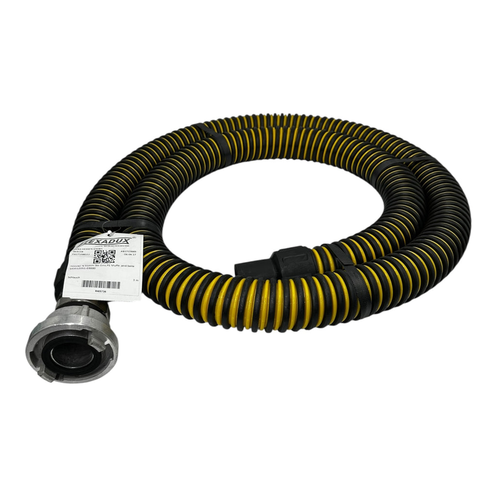 FLEXADUX TOIVAC N Saugschlauch 51mm 3m PE-Muffe Schlauch gelb/schwarz