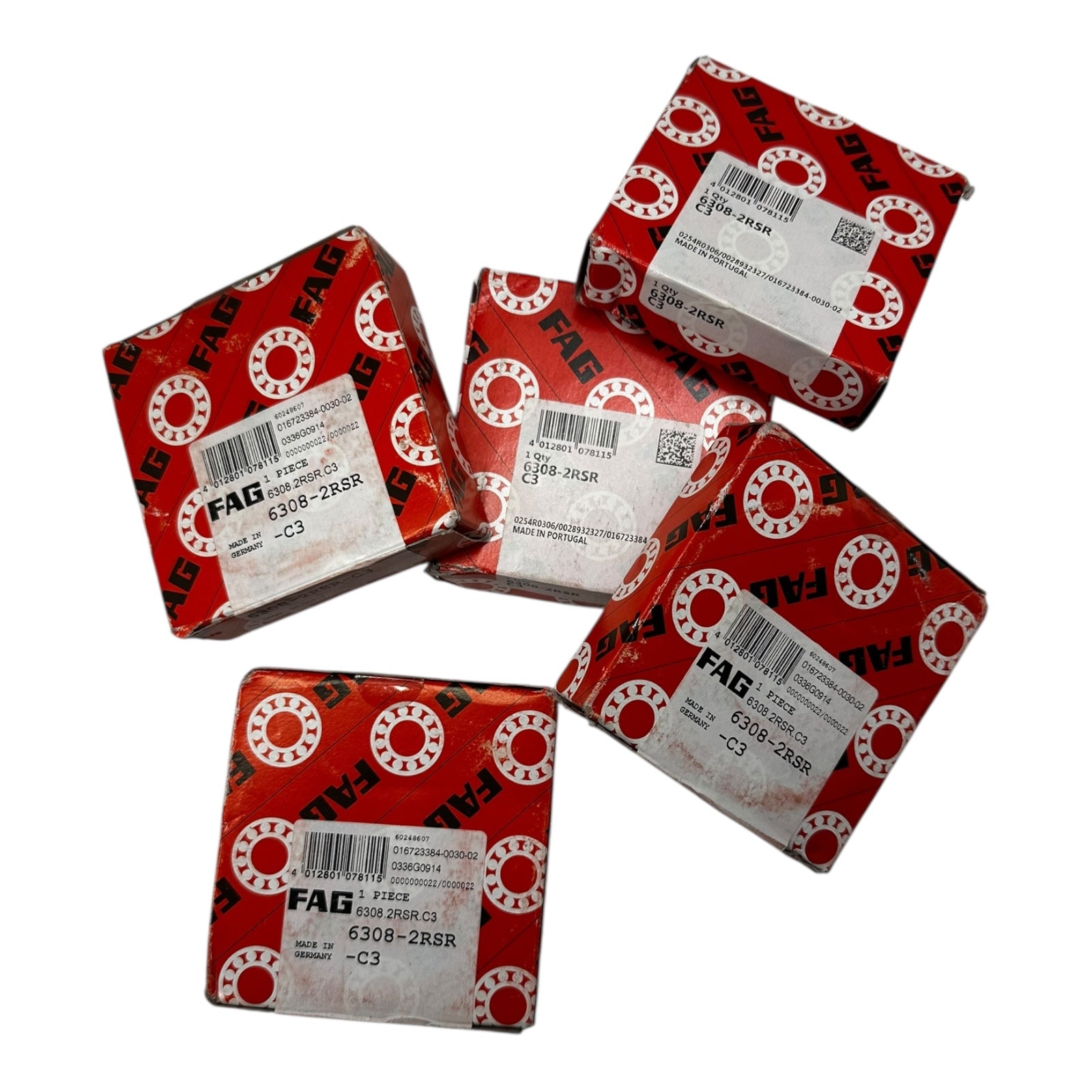 5x FAG 6308-2RSR-C3 Rillenkugellager 40x90x23 mm beidseitig gedichtet