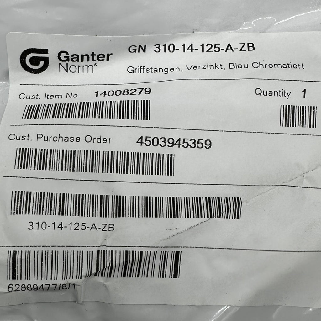 Ganter GN 310-14-125-A-ZB Griffstange Ø14 mm 125 mm verzinkt blau-chromatiert