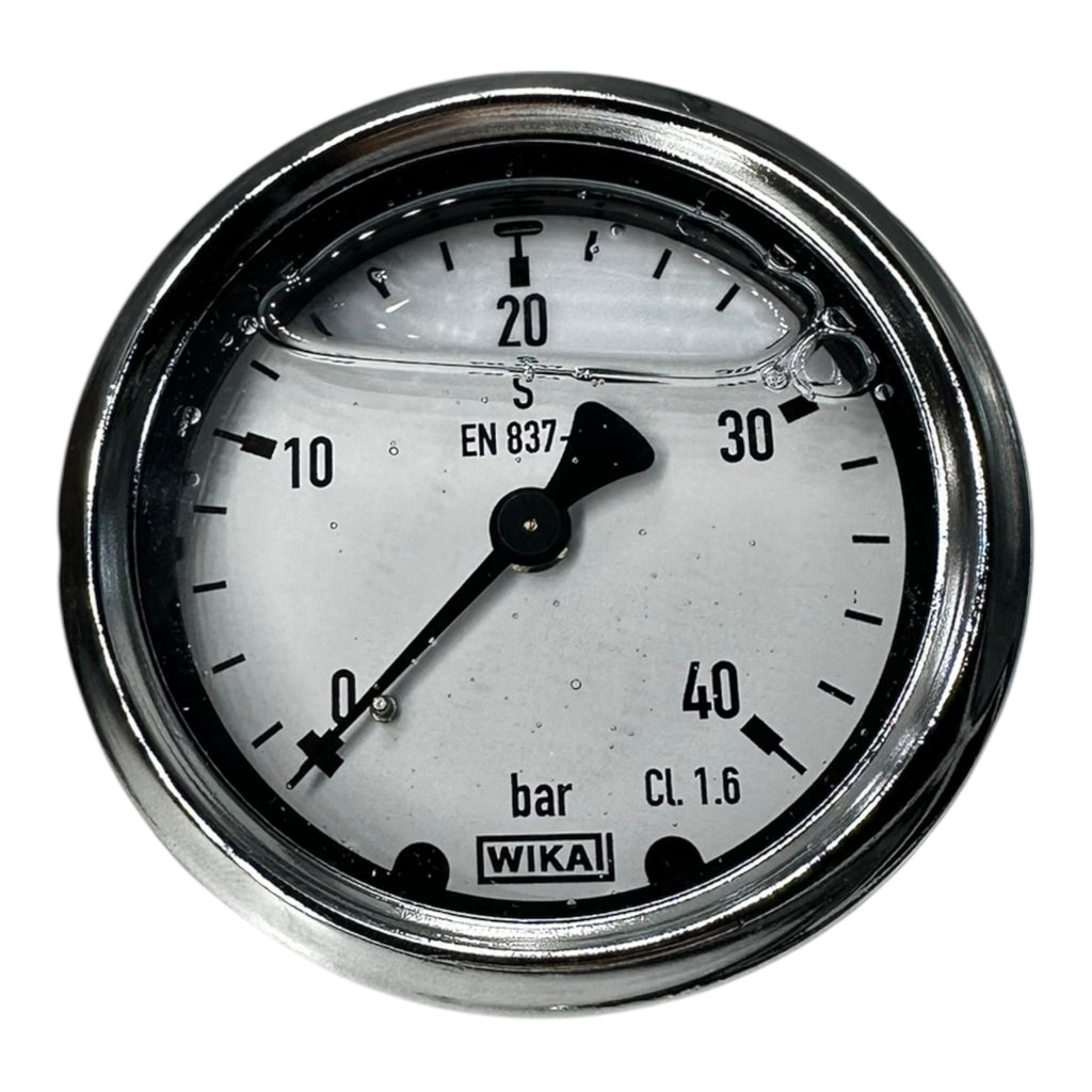 WIKA Manometer EN837 0–40 bar G1/4” hinten Glyzerin gefüllt Ø63mm CL1.6