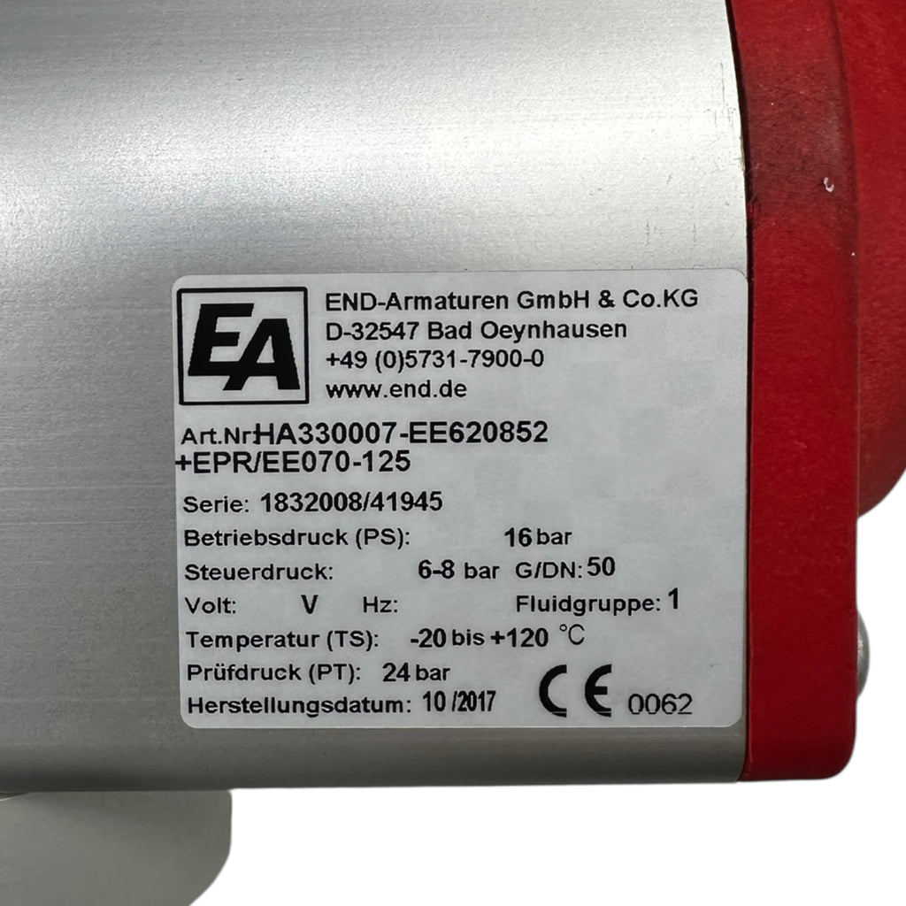 END-Armaturen BVHD DN50 PN25 Klappe mit EPR Elektro-Pneumatik Positioner IP66