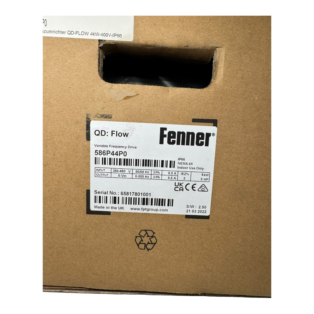 Fenner QD:Flow 586P44P0 Frequenzumrichter 9,5A 4kW 380-480V 3PH IP66 UNUSED