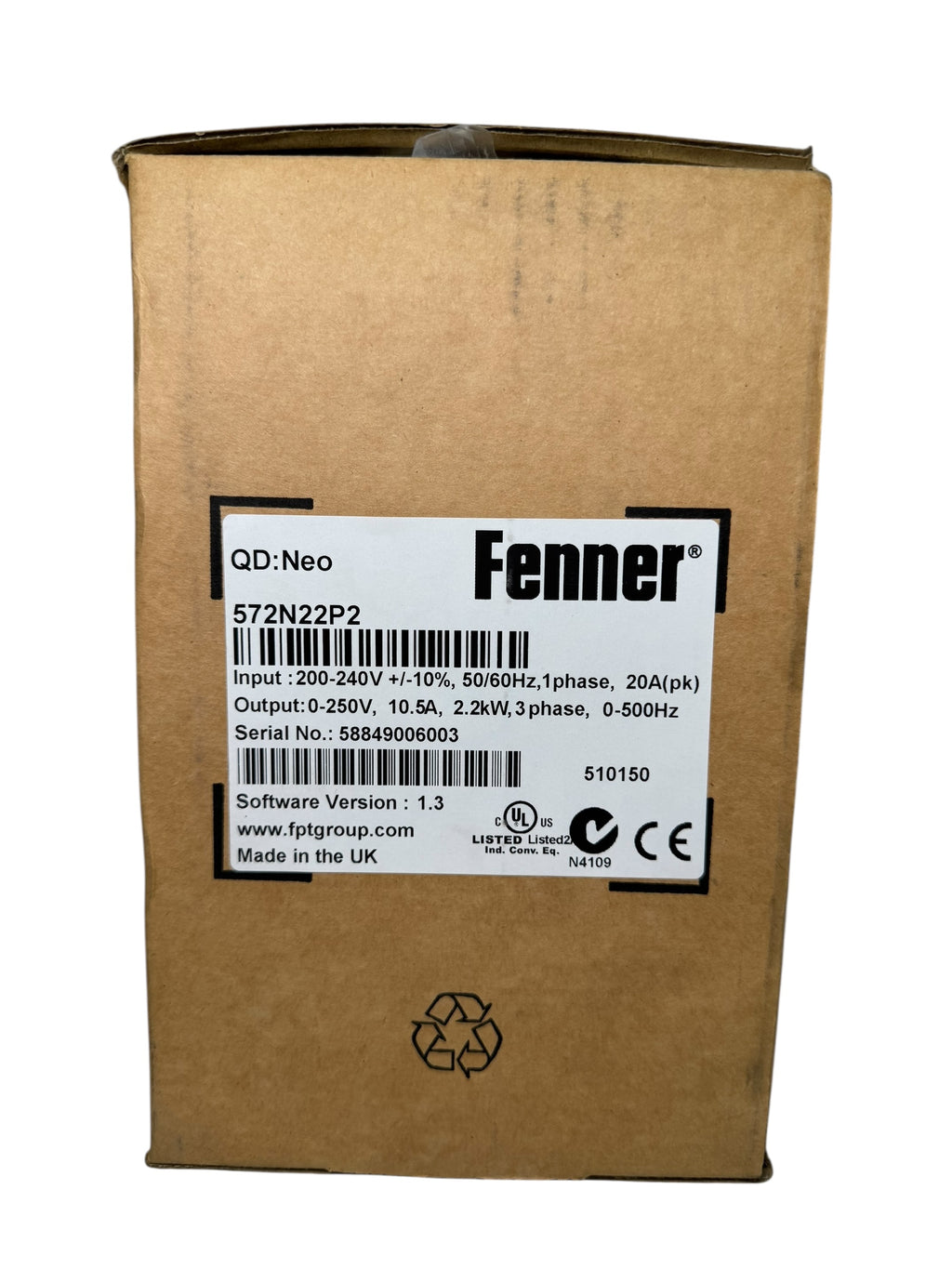 Fenner QD:Neo 572N22P2 Frequenzumrichter 2,2kW 10,5A 200-240V 3PH UNUSED