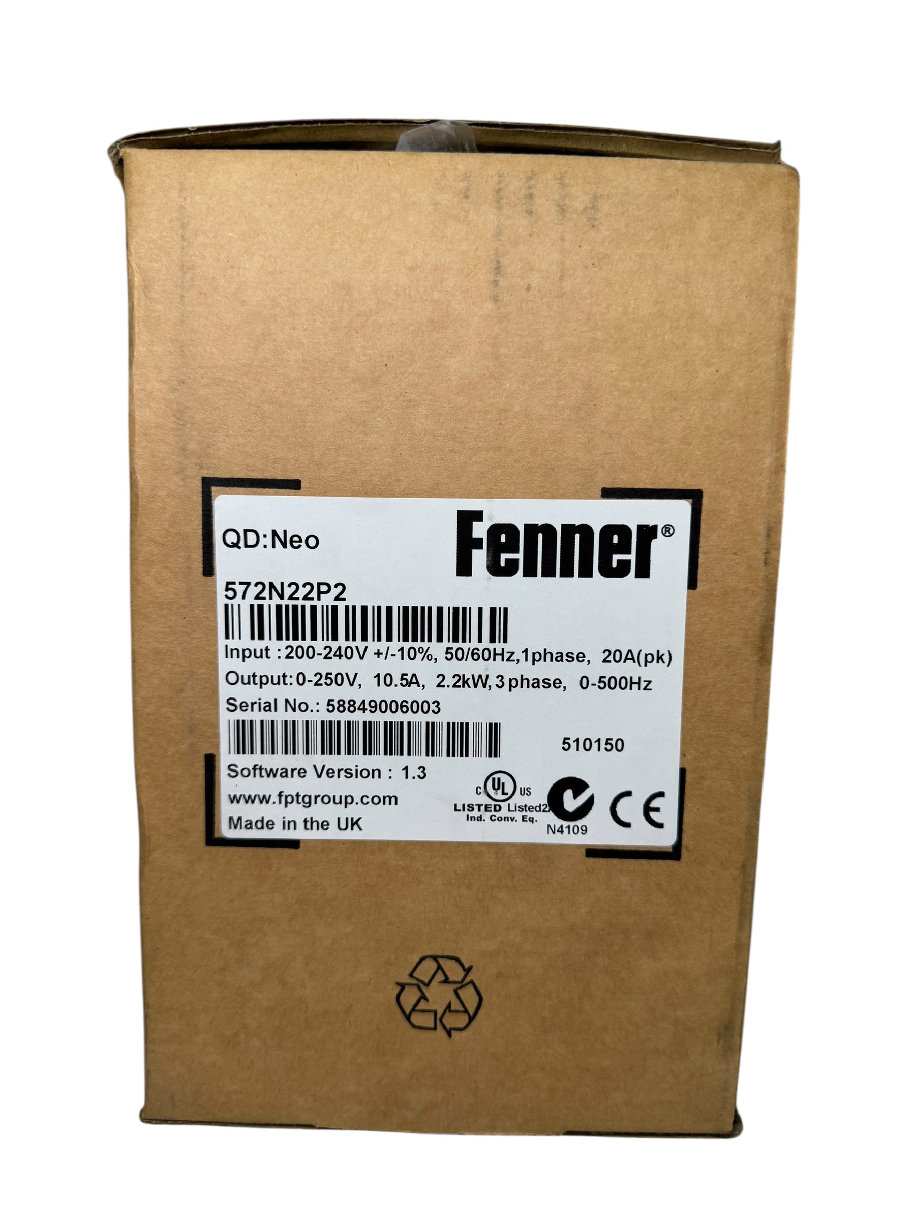 Fenner QD:Neo 572N22P2 Frequenzumrichter 2,2kW 10,5A 200-240V 3PH UNUSED