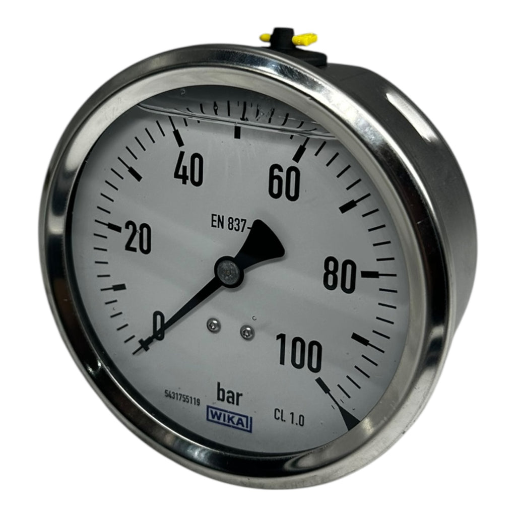 Wika Manometer 0–100 bar Ø100mm EN 837-1 CL1.0 Edelstahl G1/2B Druckmesser neu