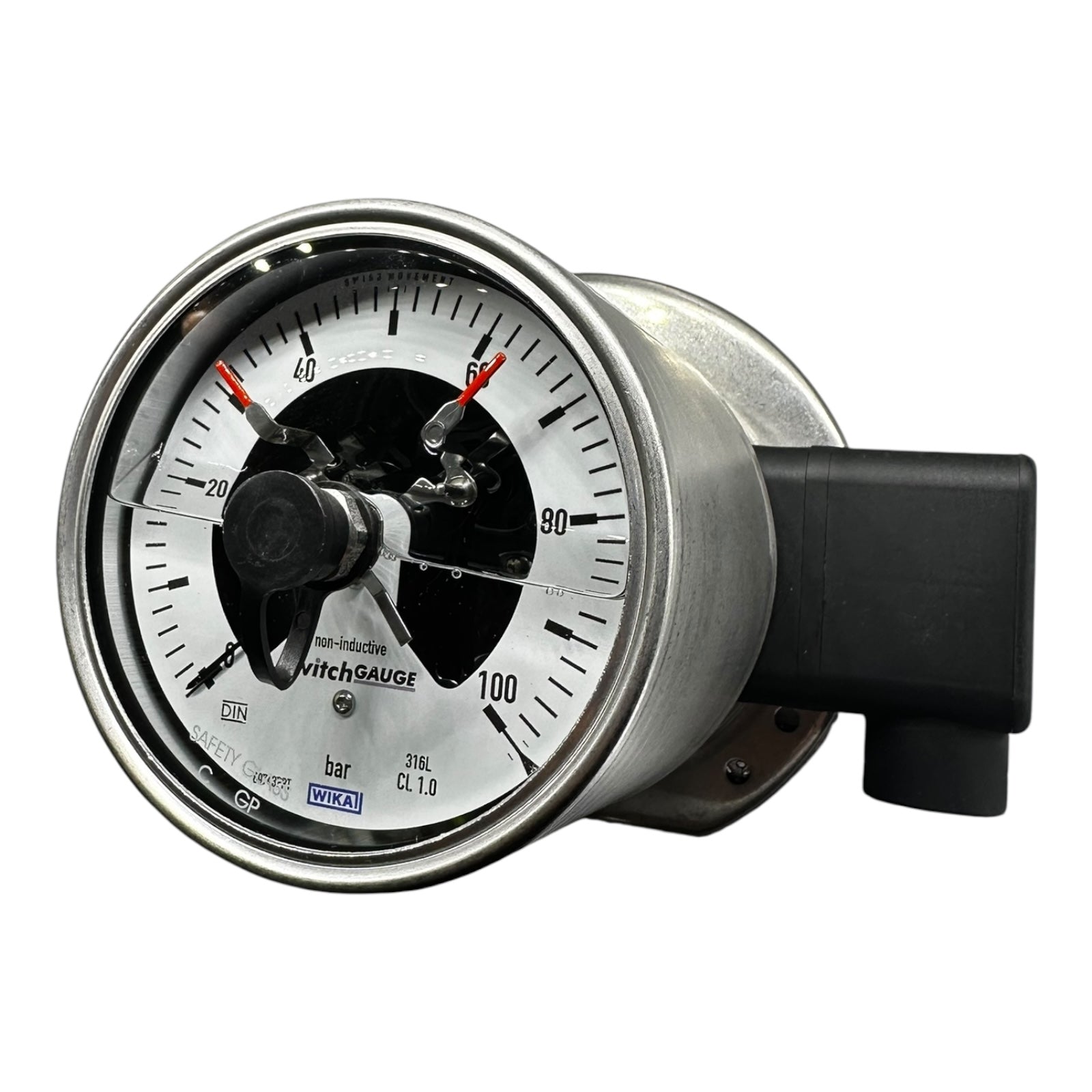 WIKA PGS23.100 Schaltmanometer 0-100 bar 316L Edelstahl CL1.0 14409977 IP65