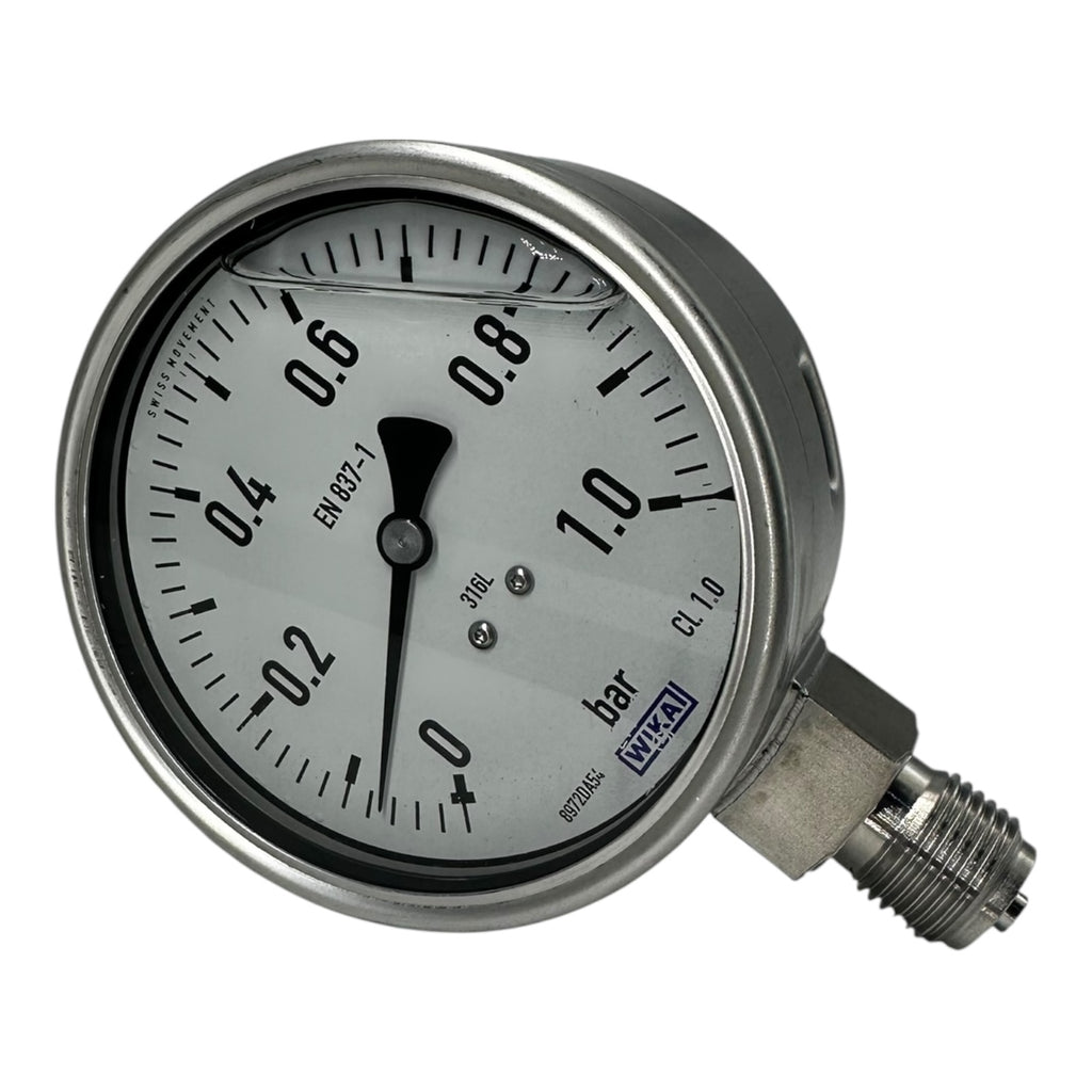 WIKA Manometer 233.50.100 0–1 bar G1/2B unten Edelstahl 316L IP65 Klasse 1.0