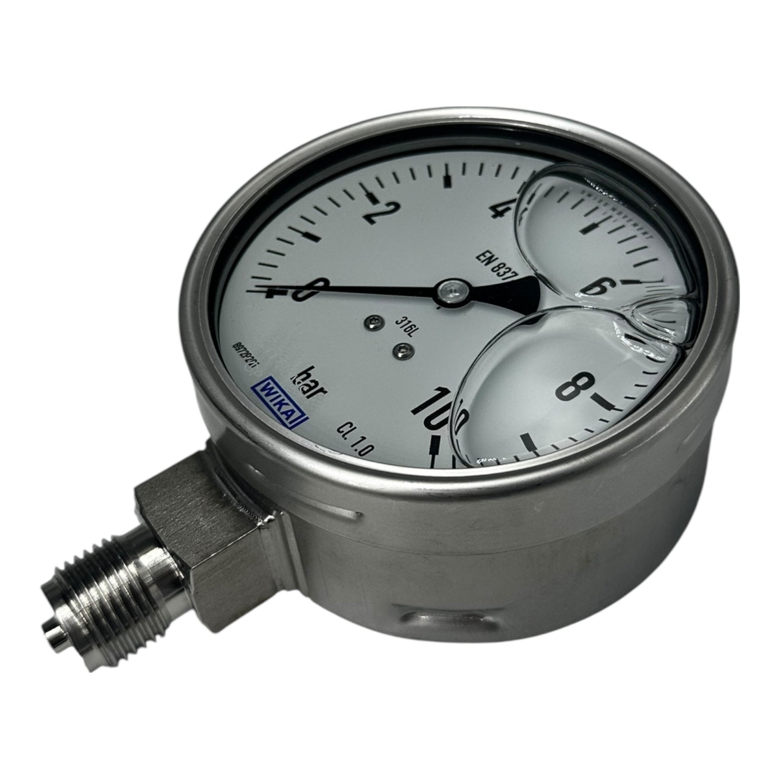 WIKA Manometer 233.50.100 10 bar G1/2B unten 316L Edelstahl Druckmesser