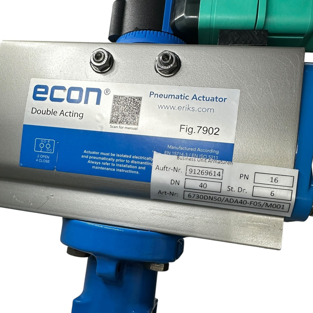Econ Absperrklappe DN50 PN16 CF8M NBR mit Pneumatik Antrieb RX P+F Sensor NEU