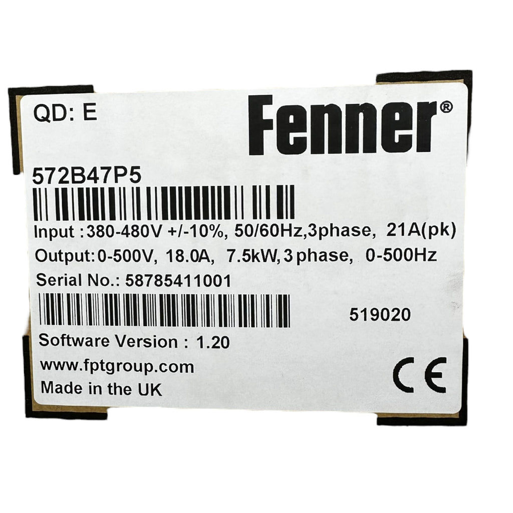 Fenner QuickDrive E 572B47P5 Frequenzumrichter 7,5 kW 18A 3-Phasen 480 V neu