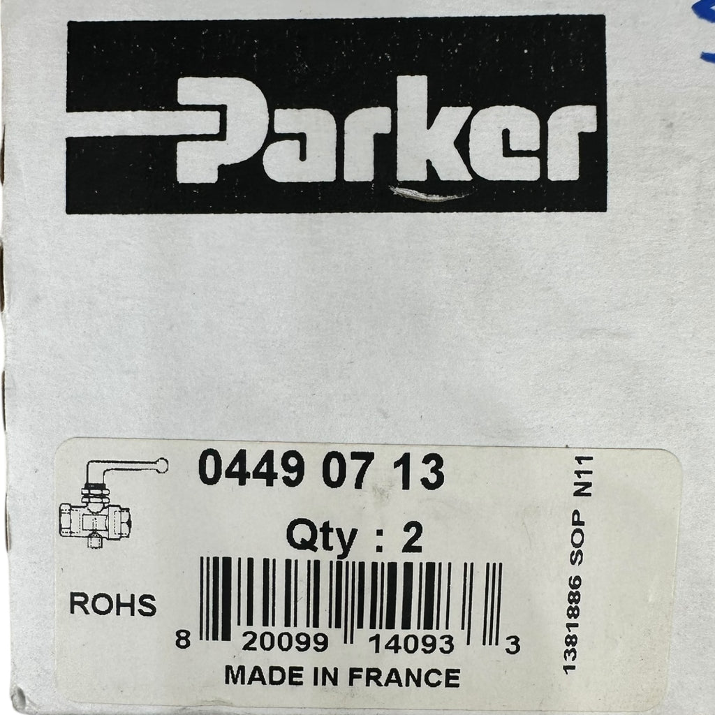 2x Parker 0449 07 13 Kugelhahn G1/4 Metallventil 2-Wege Absperrventil