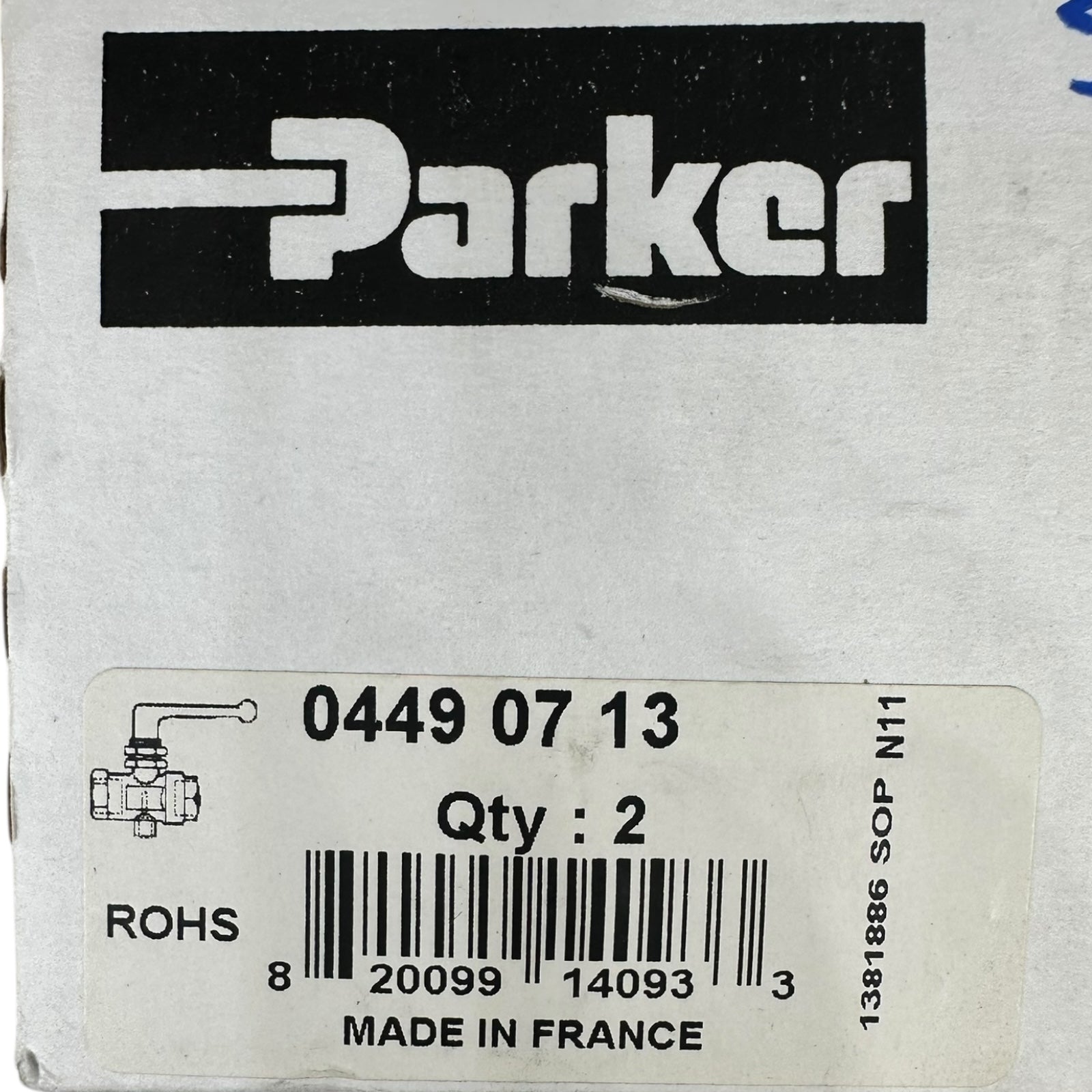 2x Parker 0449 07 13 Kugelhahn G1/4 Metallventil 2-Wege Absperrventil