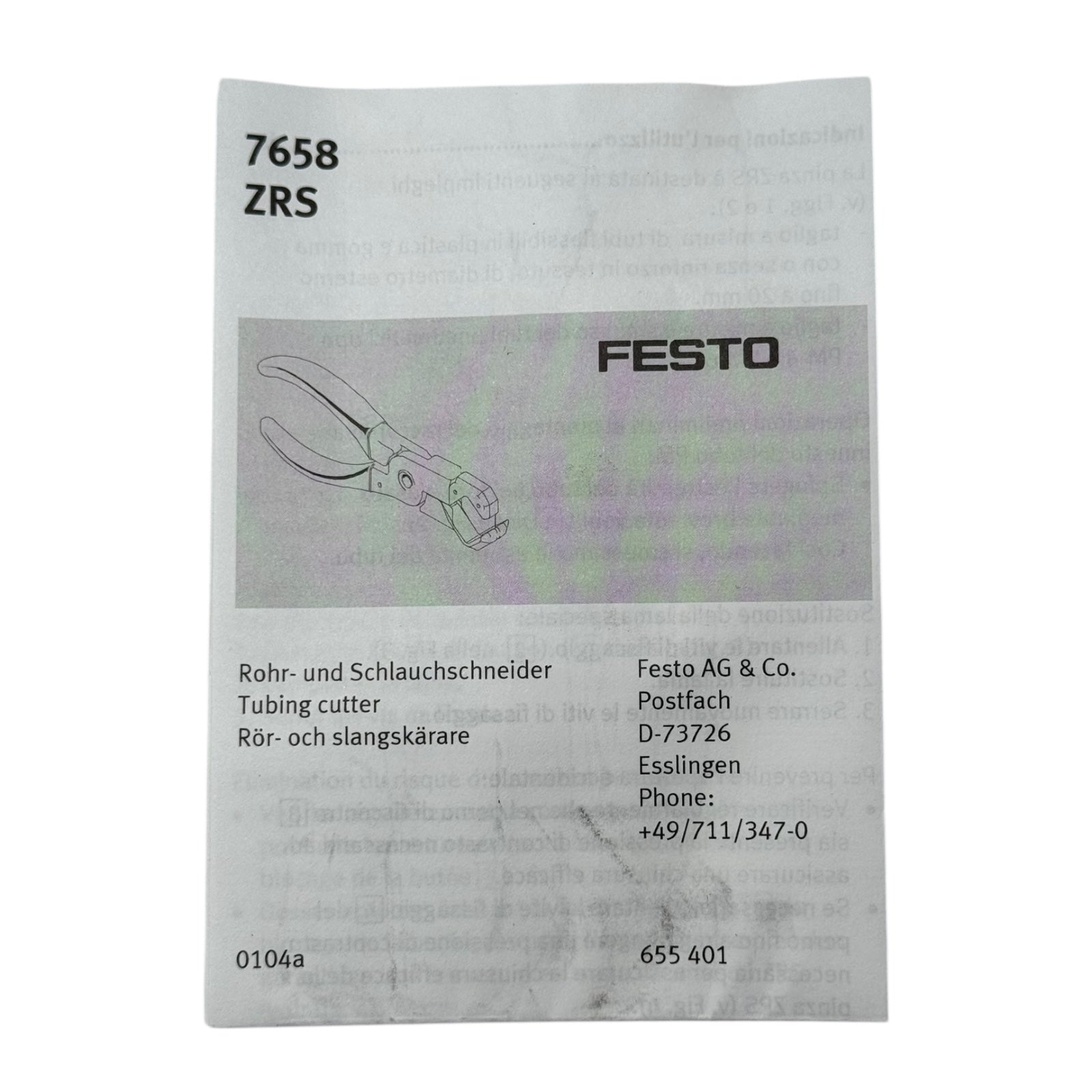 Festo ZRS 7658 Rohr- und Schlauchschneider 655401 Pneumatik Schneidzange