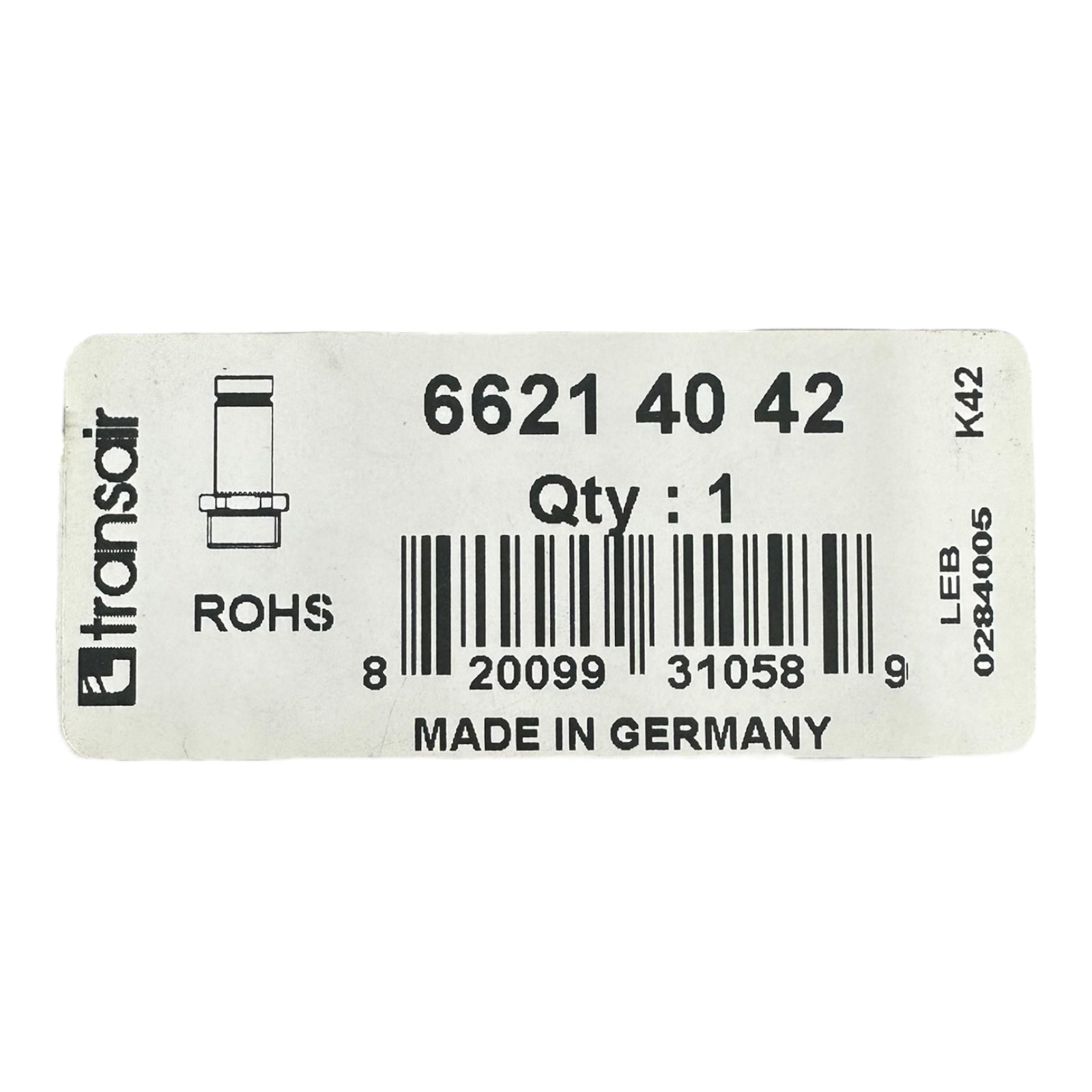 Parker Transair 66214042 Steckanschluss Rohrverbinder 40mm x 1½” Außengewinde