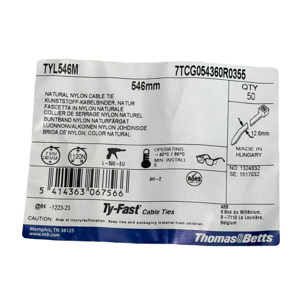 100 Stk ABB Ty-Fast TYL546M 546 mm Schwerlast-Kabelbinder Natur 1120 N PA6.6